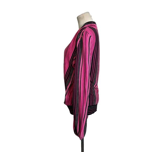 INC pink black stripes long sleeves sequin embellished knit top size M - Picture 4 of 9